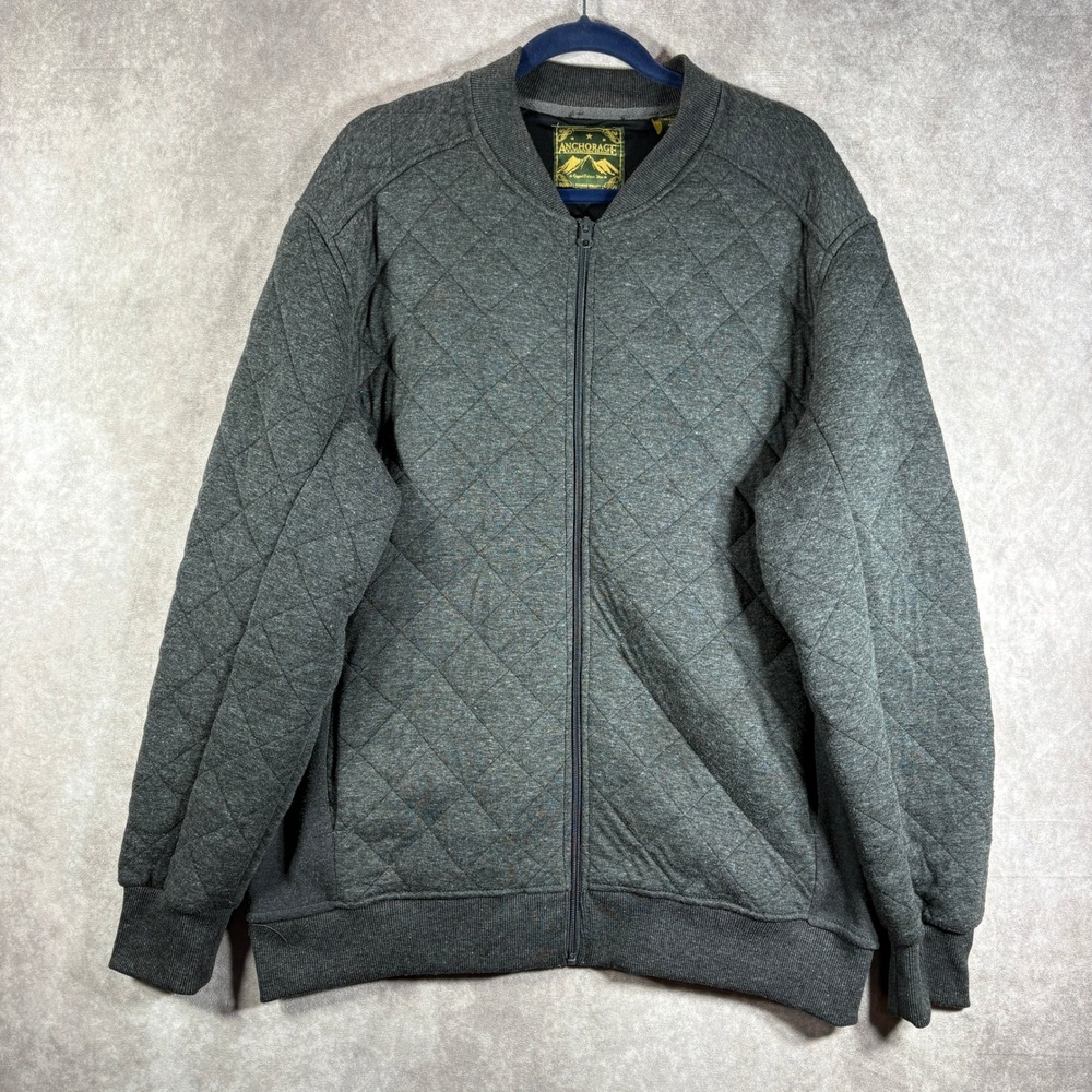 Anchorage Expedition‎ Bomber Jacket Men XXL Gray Quilted Full Zip Outdoor Wear